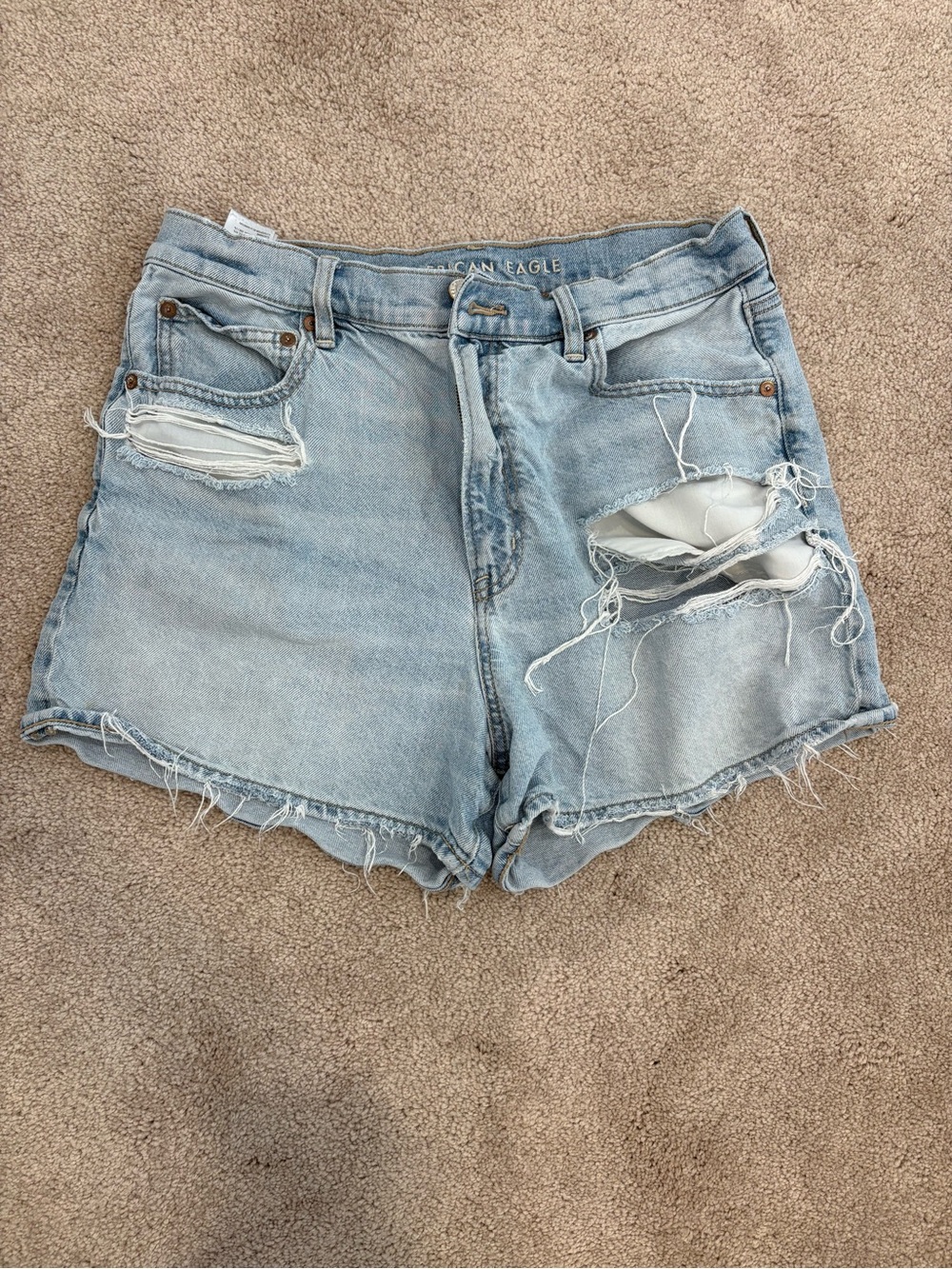 American Eagle Outfitters Light Wash Ripped Denim Shorts